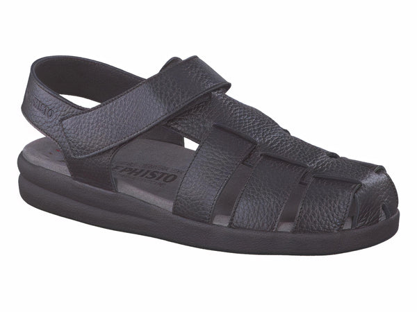 Mephisto Men's Sancho Black Grain Leather Sandal