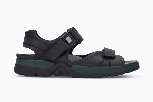 Mephisto Men's Shark Black Waxy Leather Sandal