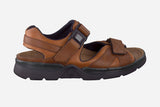 Mephisto Men's Shark Chestnut Waxy and Tan Grain Leather Sandal