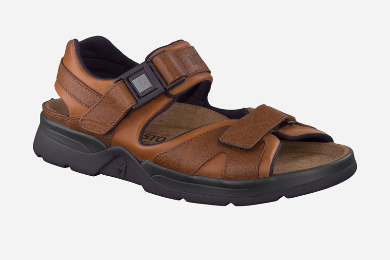 Mephisto Men's Shark Chestnut Waxy and Tan Grain Leather Sandal