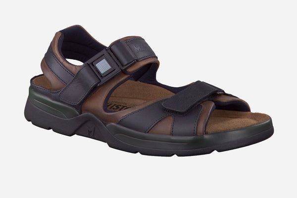 Mephisto Men's Shark Dark Brown and Black Waxy Leather Sandal