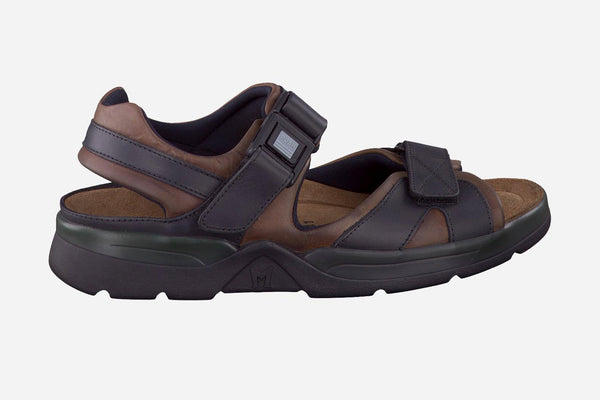 Mephisto Men's Shark Dark Brown and Black Waxy Leather Sandal