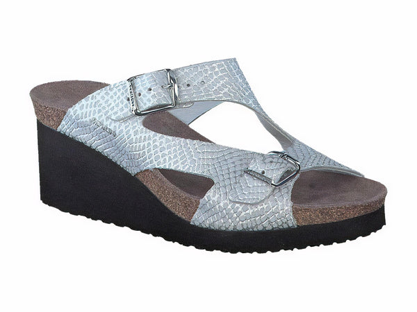 Mephisto Women's Terie White Snake Print Leather Wedge