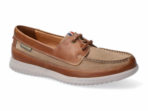Mephisto Men's Trevis Taupe and Brown Leather Combo Boat-Style Shoe