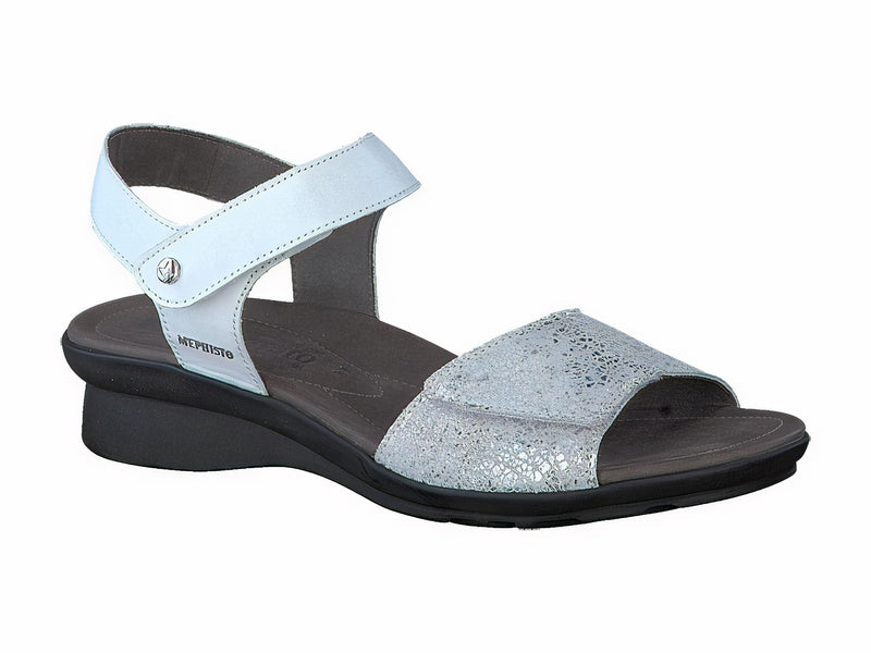 Mephisto Women's Pattie White Metallic And Smooth Leather Combo Sandal