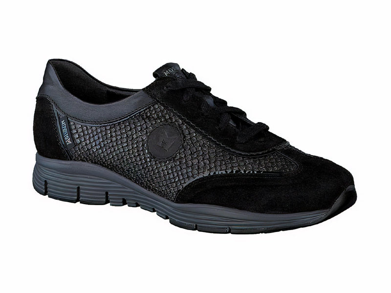 Mephisto Women's Yael Black Nubuck And Snake Print Leather Shoe