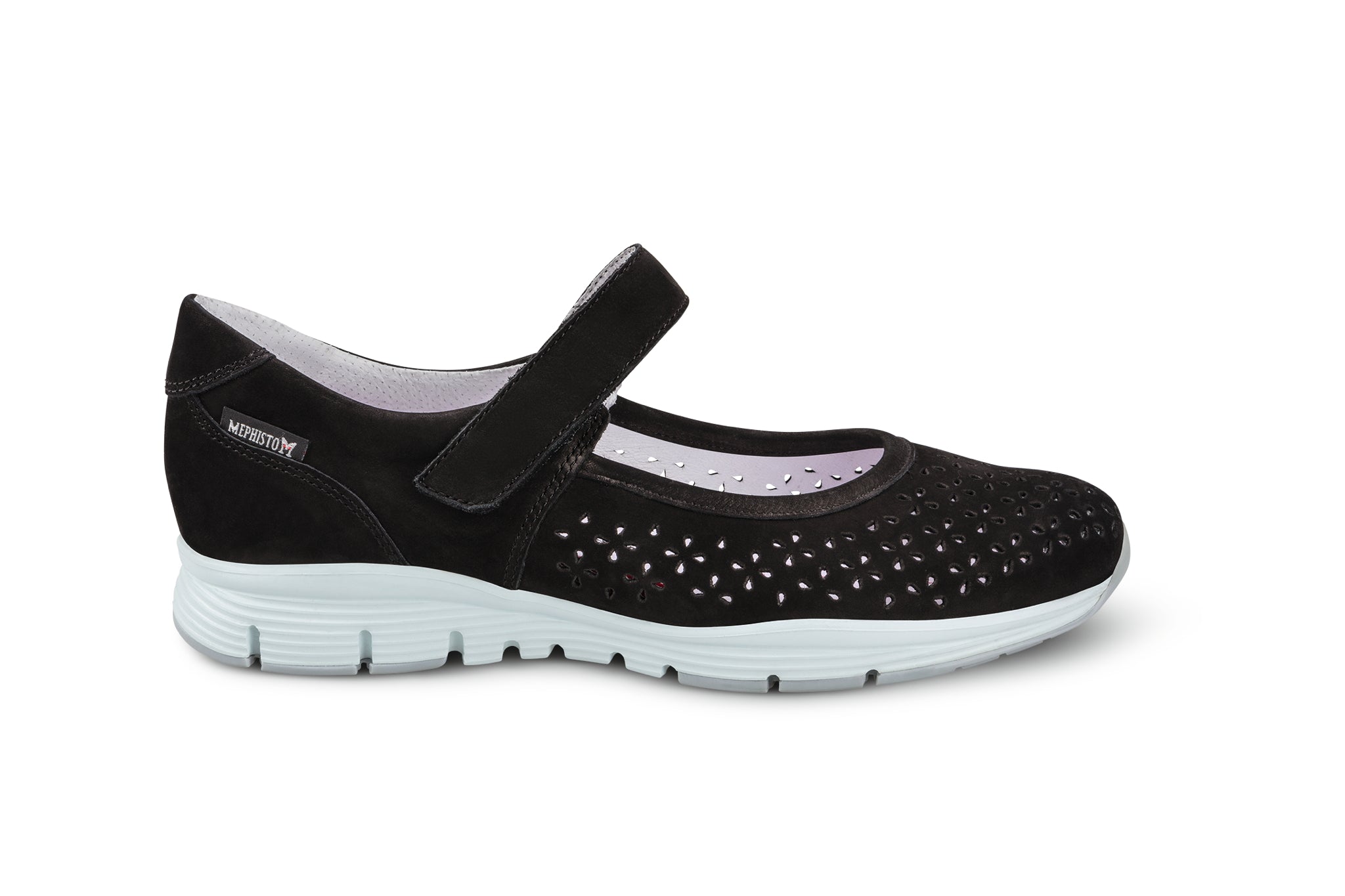 Mephisto Women's Yelina Perf Black Nubuck Mary Jane Shoe