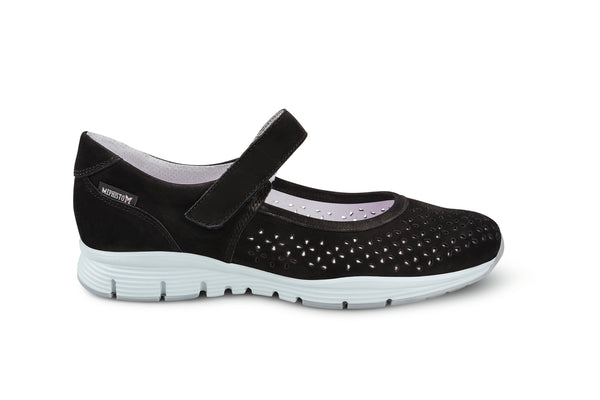 Mephisto Women's Yelina Perf Black Nubuck Mary Jane Shoe