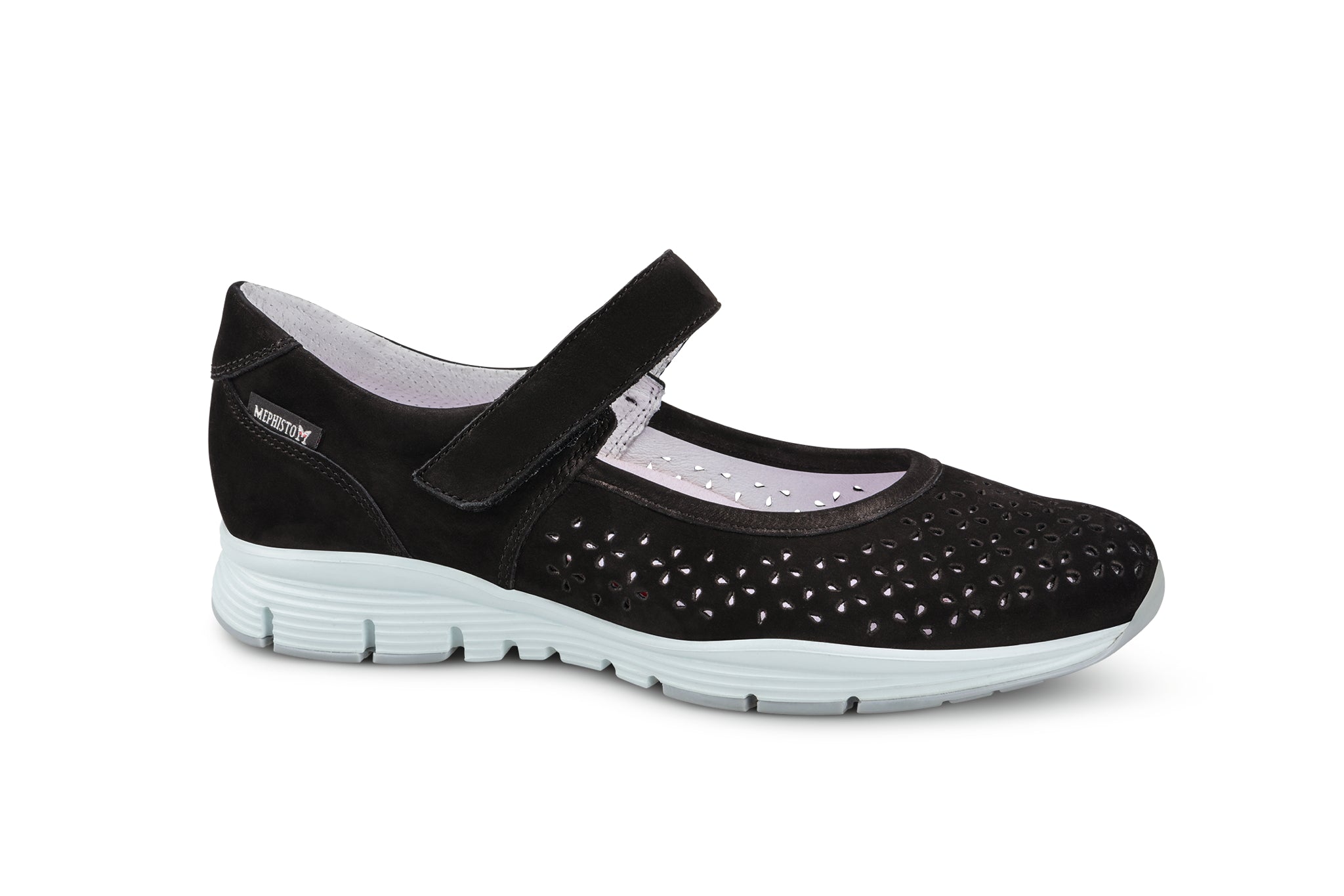 Mephisto Women's Yelina Perf Black Nubuck Mary Jane Shoe