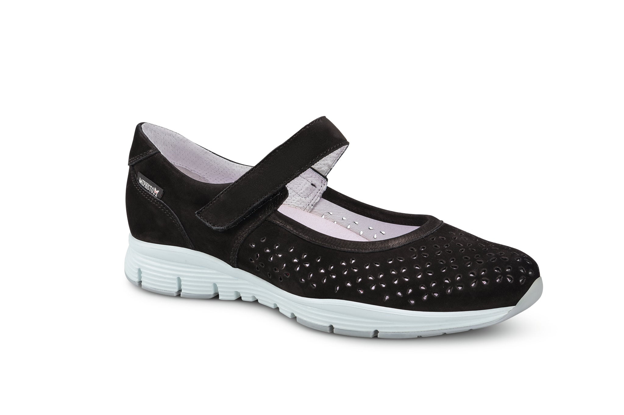 Mephisto Women's Yelina Perf Black Nubuck Mary Jane Shoe