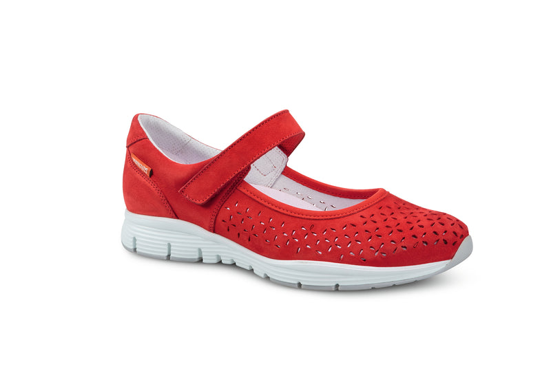 Mephisto Women's Yelina Perf Scarlet Nubuck Mary Jane Shoe