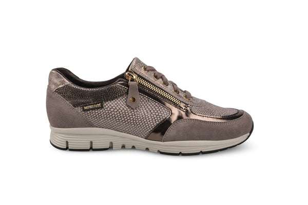 Mephisto Women's Ylona Dark Grey Nubuck and Snake Print Leather Shoe