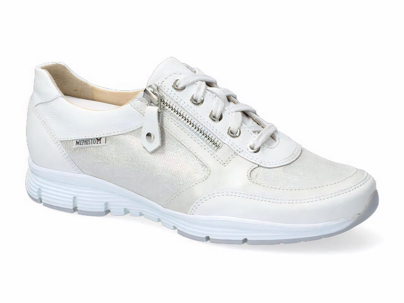 Mephisto Women's Ylona White Multi Metallic Leather Combo Shoe