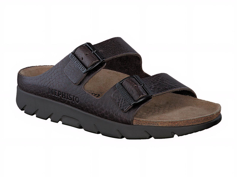 Mephisto Men's Zonder Dark Brown Grain Leather Sandal