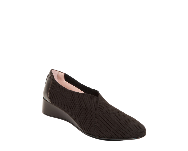 Taryn Rose Women's Celeste Espresso Knit Leather Combo Slip-On Wedge