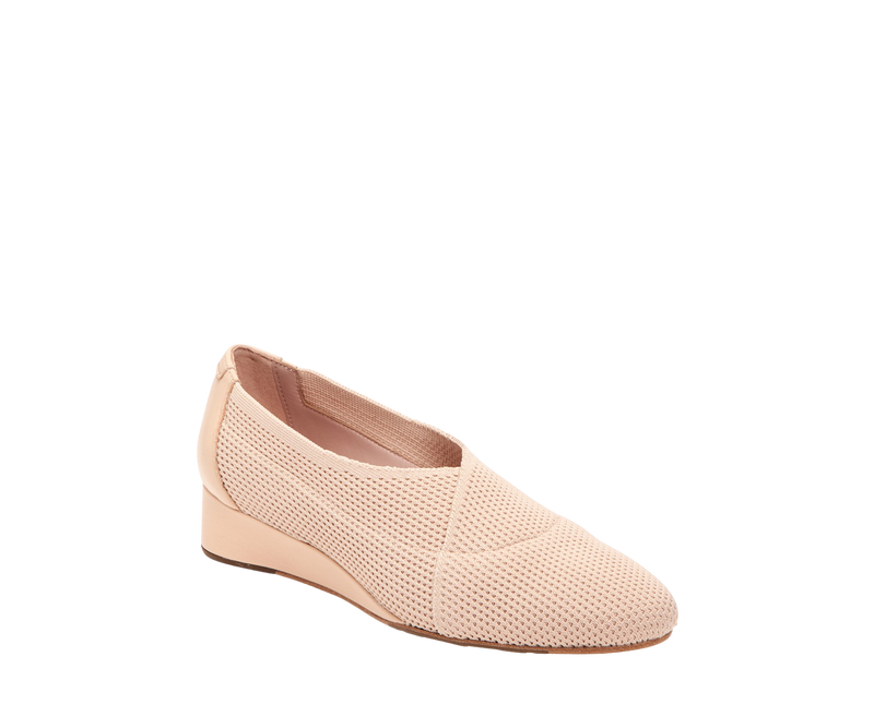 Taryn Rose Women's Celeste Bisque Knit Nappa Combo Slip-On Wedge