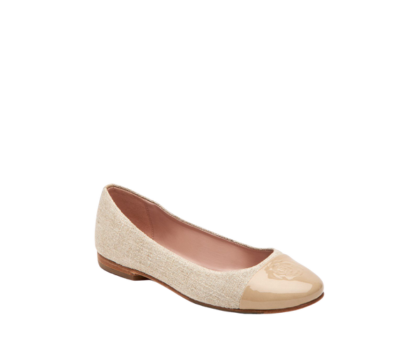 Taryn Rose Women's Adrianna Biscotto Linen Patent Combo Flat