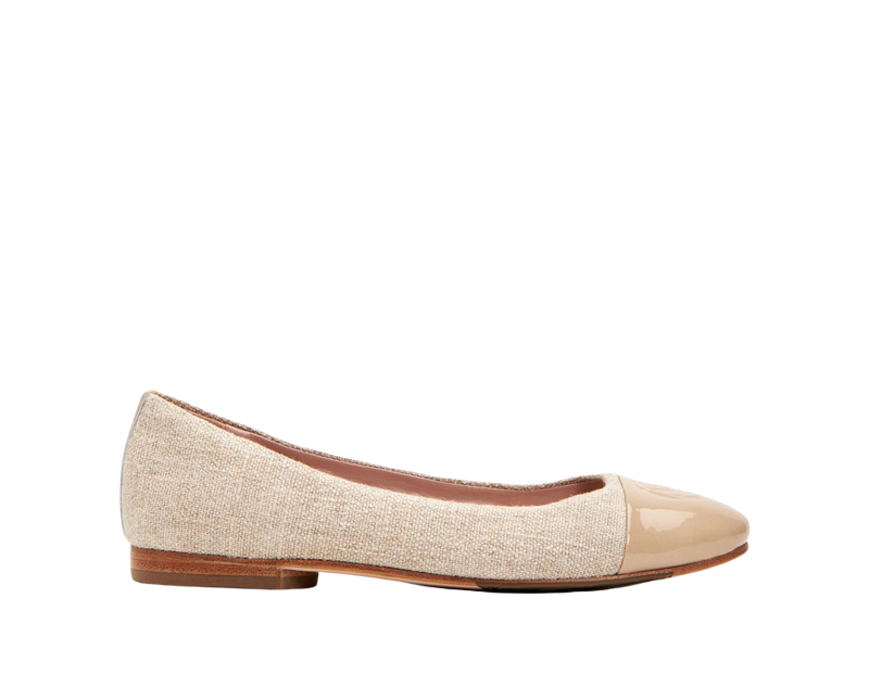 Taryn Rose Women's Adrianna Biscotto Linen Patent Combo Flat