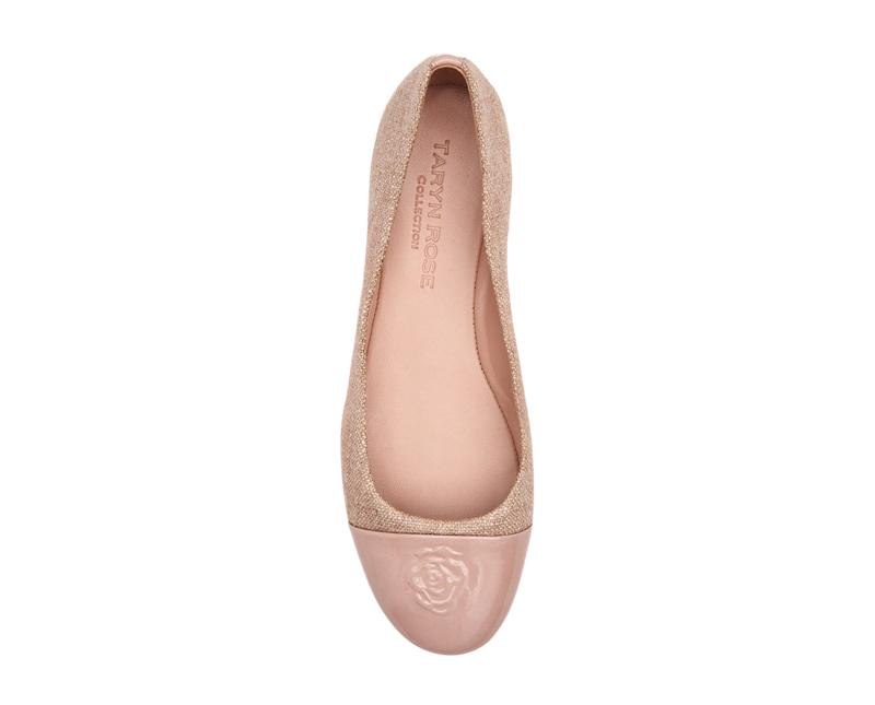 Taryn Rose Women's Adrianna Powder Linen Patent Combo Flat