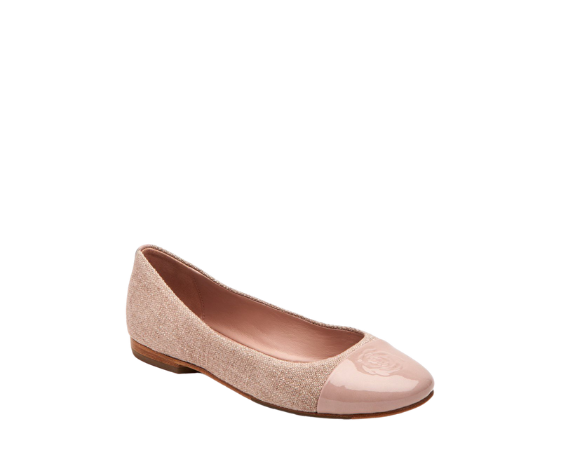 Taryn Rose Women's Adrianna Powder Linen Patent Combo Flat