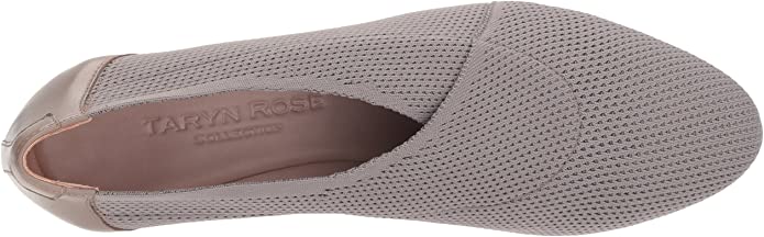 Taryn Rose Women's Celeste Taupe Knit Leather Combo Slip-On Wedge