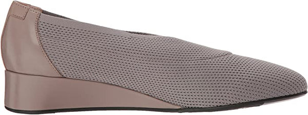 Taryn Rose Women's Celeste Taupe Knit Leather Combo Slip-On Wedge