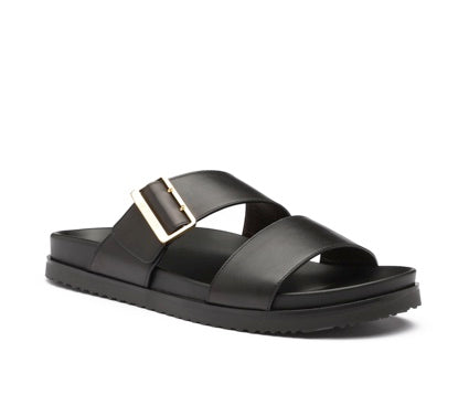 Valentino Men's V4 Black Calf Diagonal Two Strap Sandal